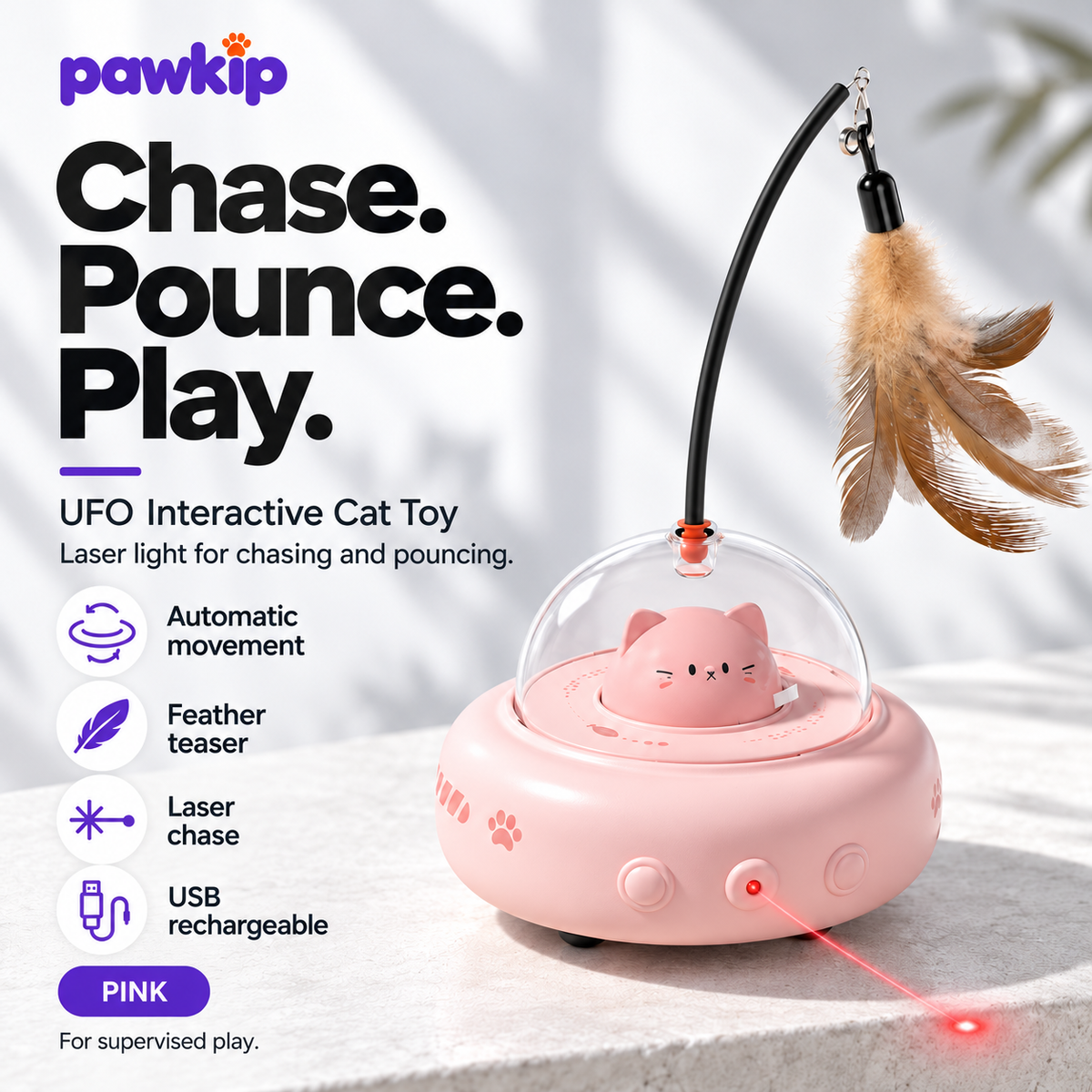 Pawkip UFO Interactive Cat Toy